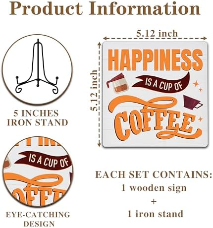 Coffee Bar Sign Decor with Iron Stand F16
