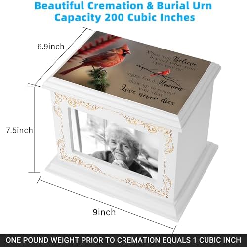 Wooden Cremation Urn with Photo Frame for Human Ashes