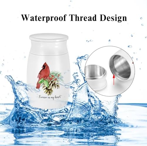 Small Urns for Human Ashes Red Bird Design Aluminium Keepsake Urns