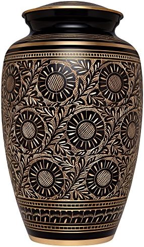 Black Gold Funeral Urn Cremation Urn for Human Ashes - Handmade in Brass