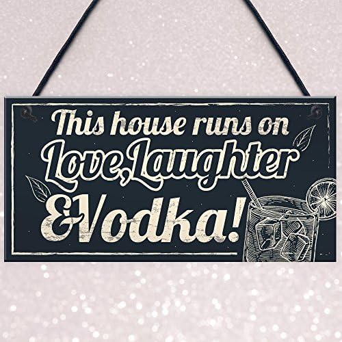 Fun Laughter Vodka Kitchen Plaque for Home Bar Pub Gift