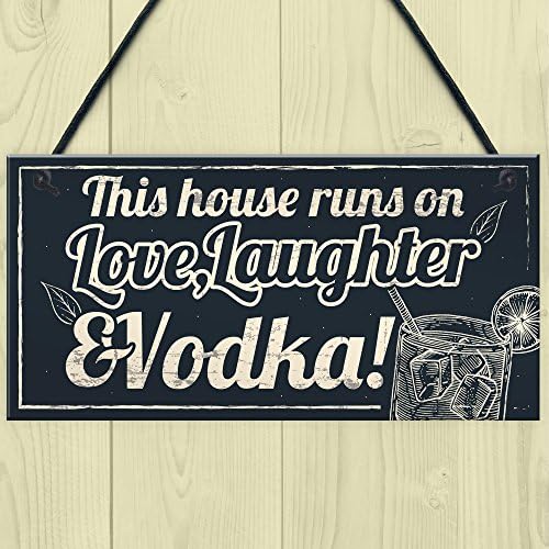 Fun Laughter Vodka Kitchen Plaque for Home Bar Pub Gift