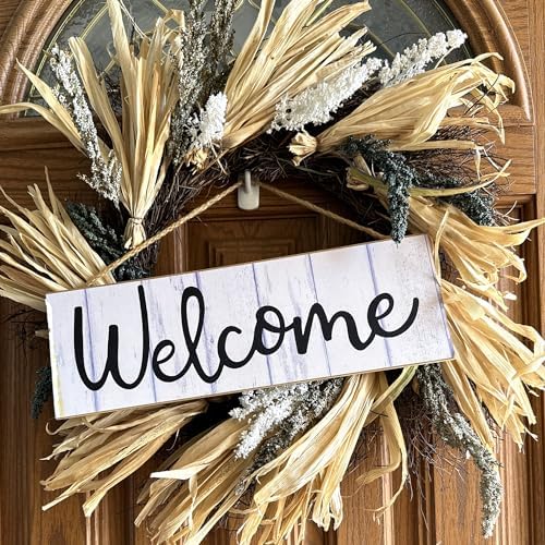 GiftWrap Etc White Wooden Welcome Fence Sign 15x5