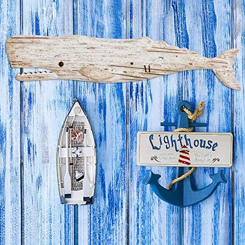 Wooden Whale Wall Decoration - Rustic Nautical Decor