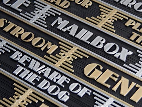 Art Deco Style Mailbox Sign Plaque - Silver or Brass Finish