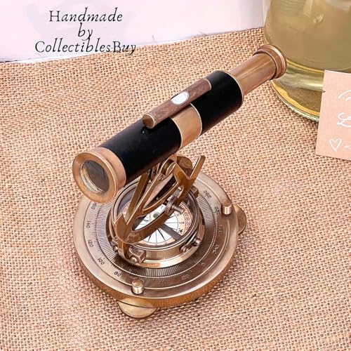 Vintage Nautical Alidade Telescope with Brass Compass