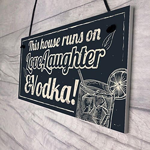 Fun Laughter Vodka Kitchen Plaque for Home Bar Pub Gift