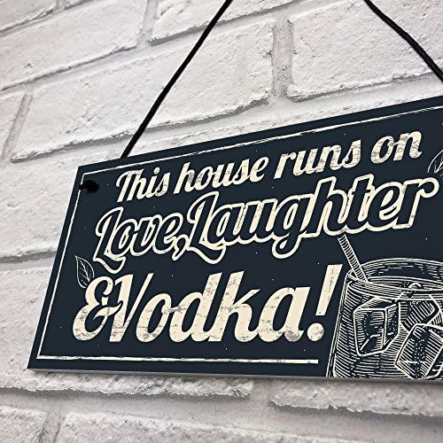 Fun Laughter Vodka Kitchen Plaque for Home Bar Pub Gift